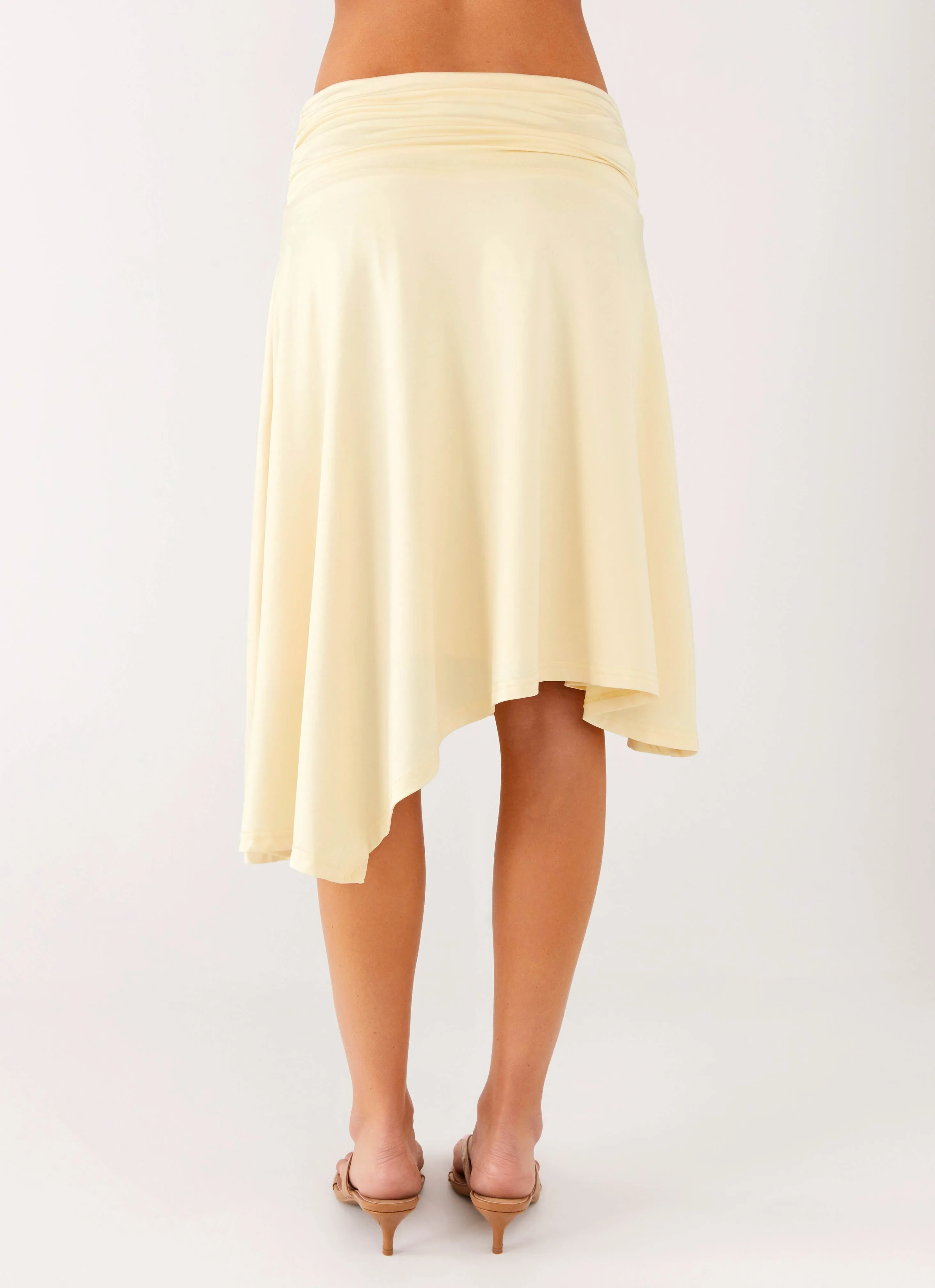 Double Stitched Brisa Midi Skirt - Butter