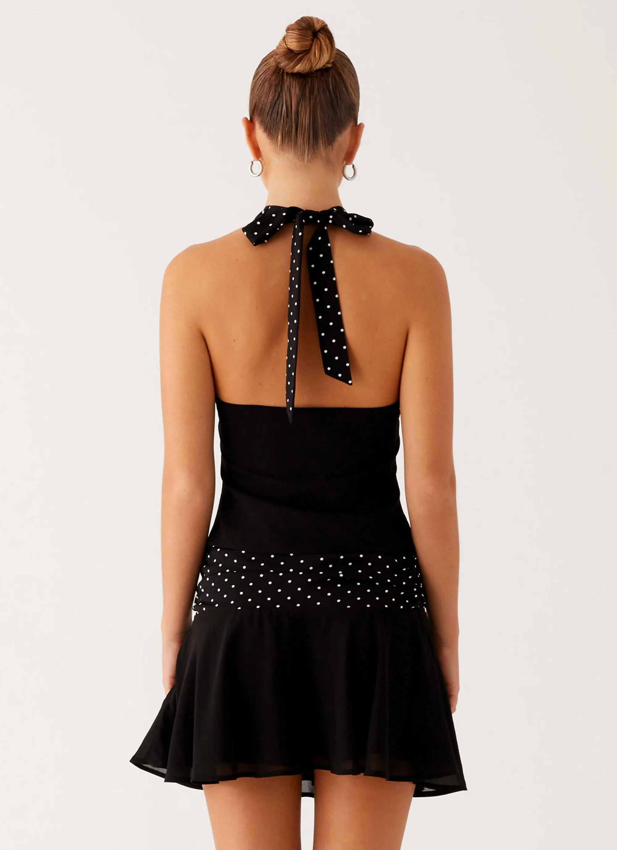Colby Mini Skirt - Black Polka Dot Crochet Style Casual Comfort