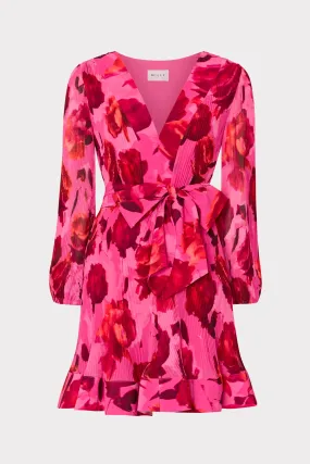 Outdoor Scene New York Liv Blurred Blossom Pleated Dress