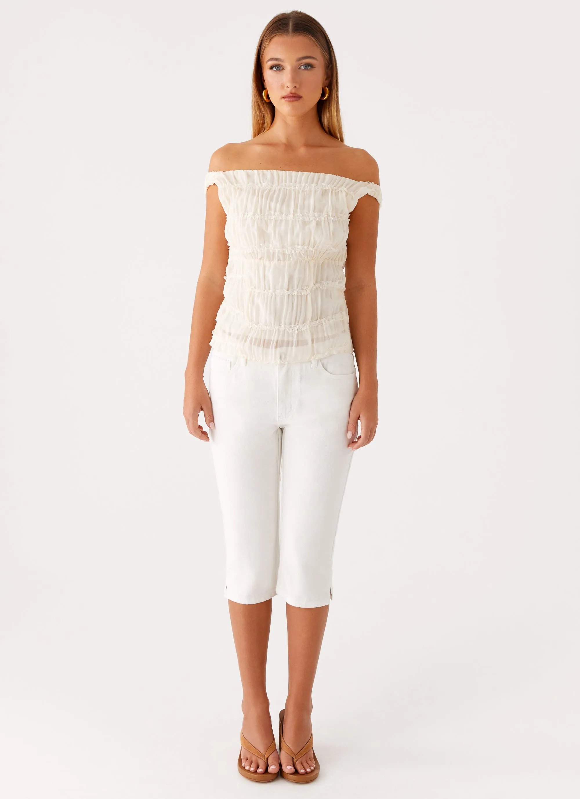 Nebula Top - Ivory DroppedShoulder