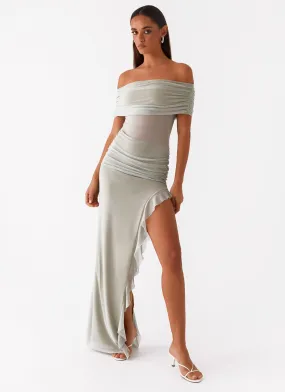 Nelly Off Shoulder Maxi Dress - Pistachio Gentle Fit Sharp Style