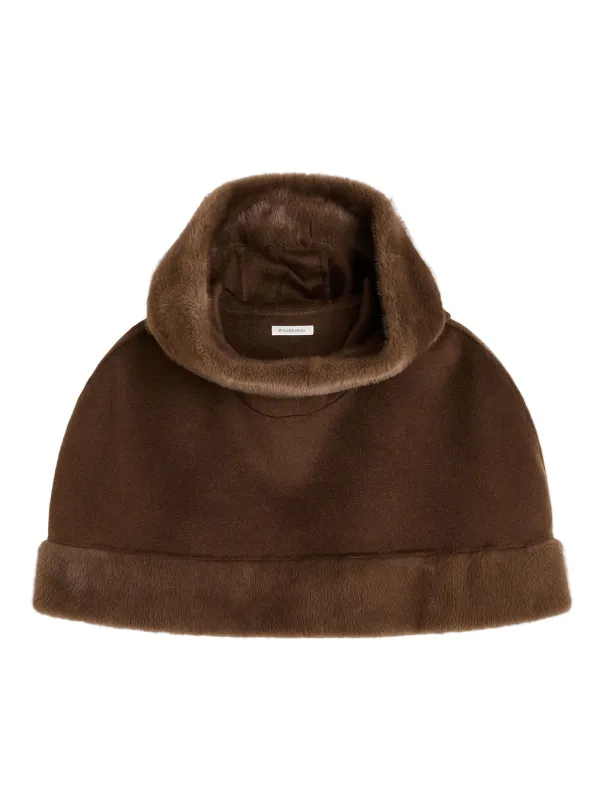 Marta Wool Cape in Carafe Layered construction