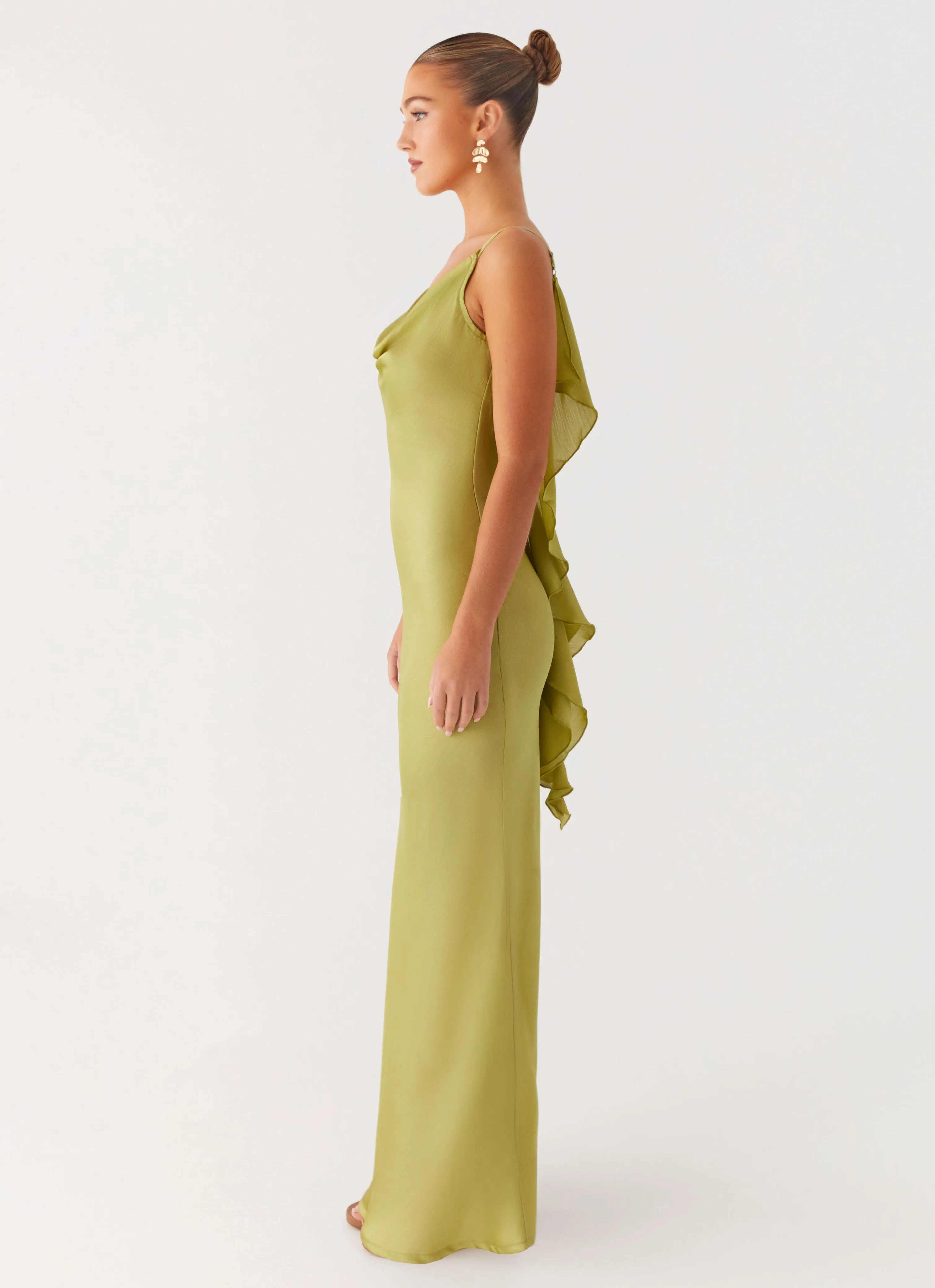 Cold-Shoulder Jade Escape Maxi Dress - Lime