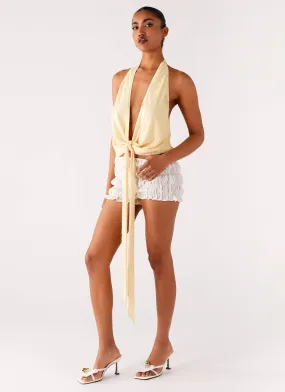 Lightweight Weave Neptune Halter Top - Yellow