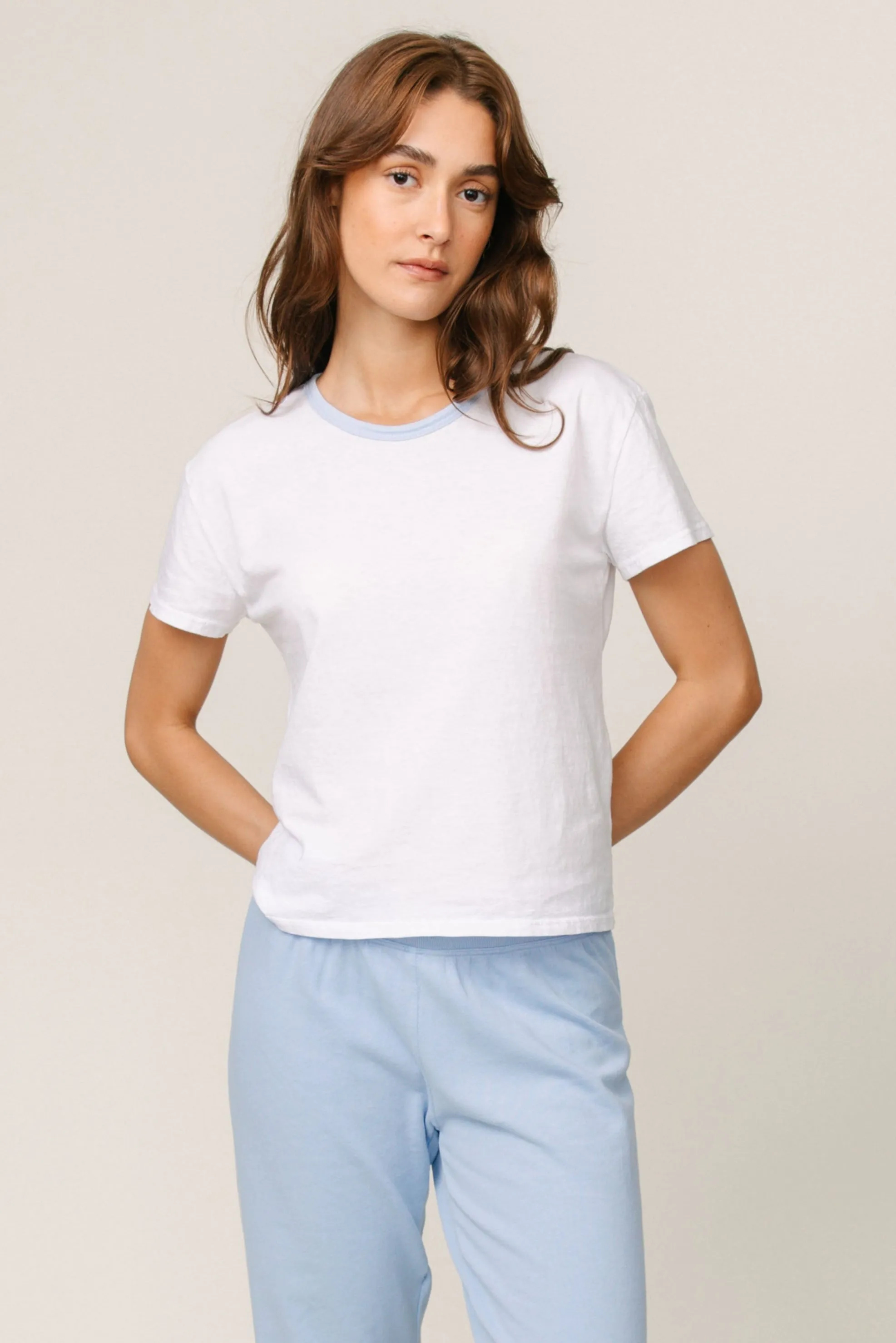 Keys Ringer Crew Neck RelaxedNeckline SweatAbsorbent