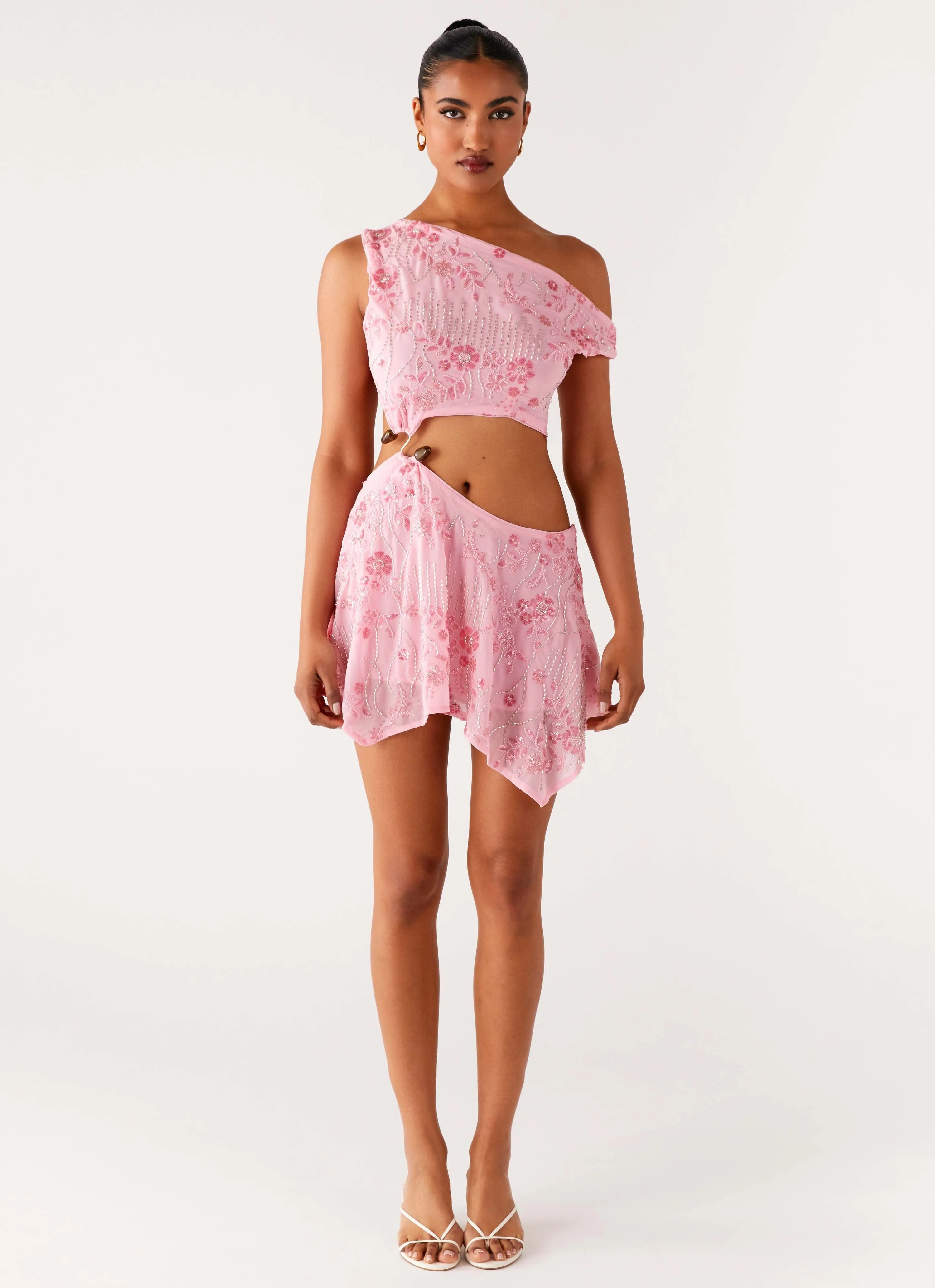 Aletta Sequin Mini Dress - Pink Elegant Style Fall Layer