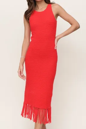 Nia Fringe Midi Dress Balanced Fit Shade Glow