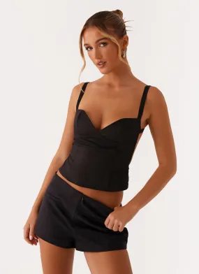 Nia Micro Short - Black Frayed hem