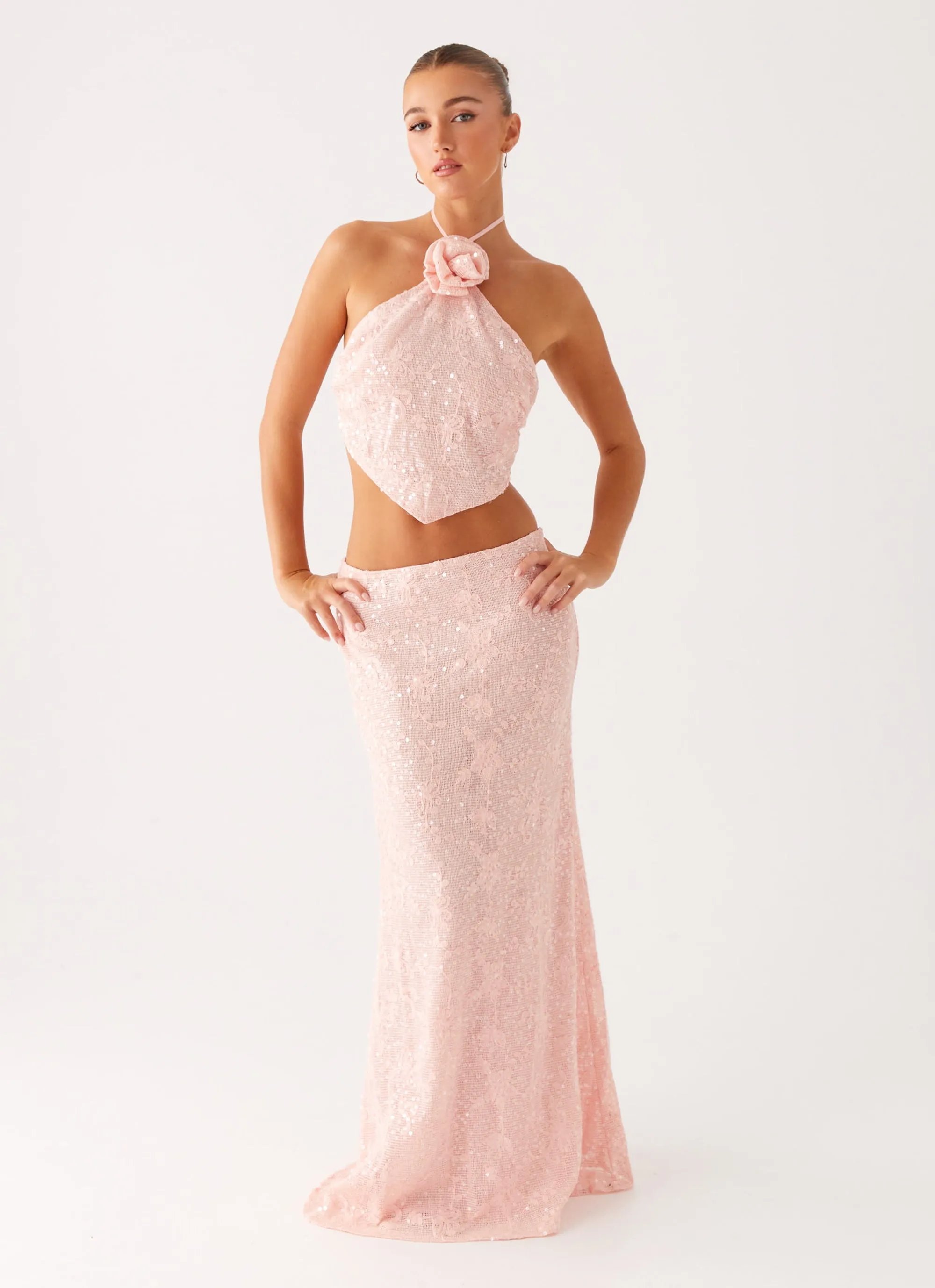 Nico Sequin Maxi Skirt - Pink Breathable Lining
