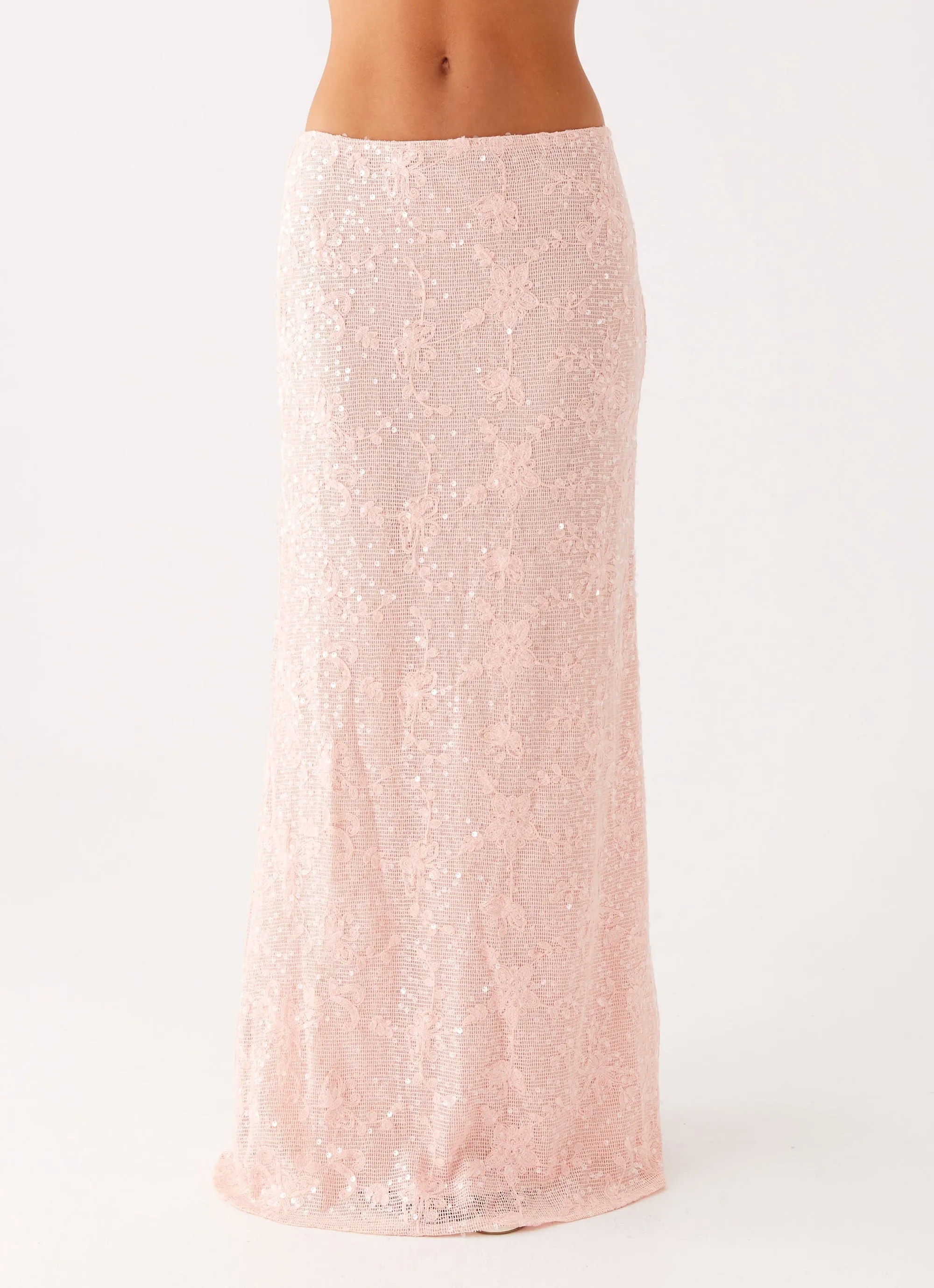 Breezy Edge Day To Night Nico Sequin Maxi Skirt - Pink