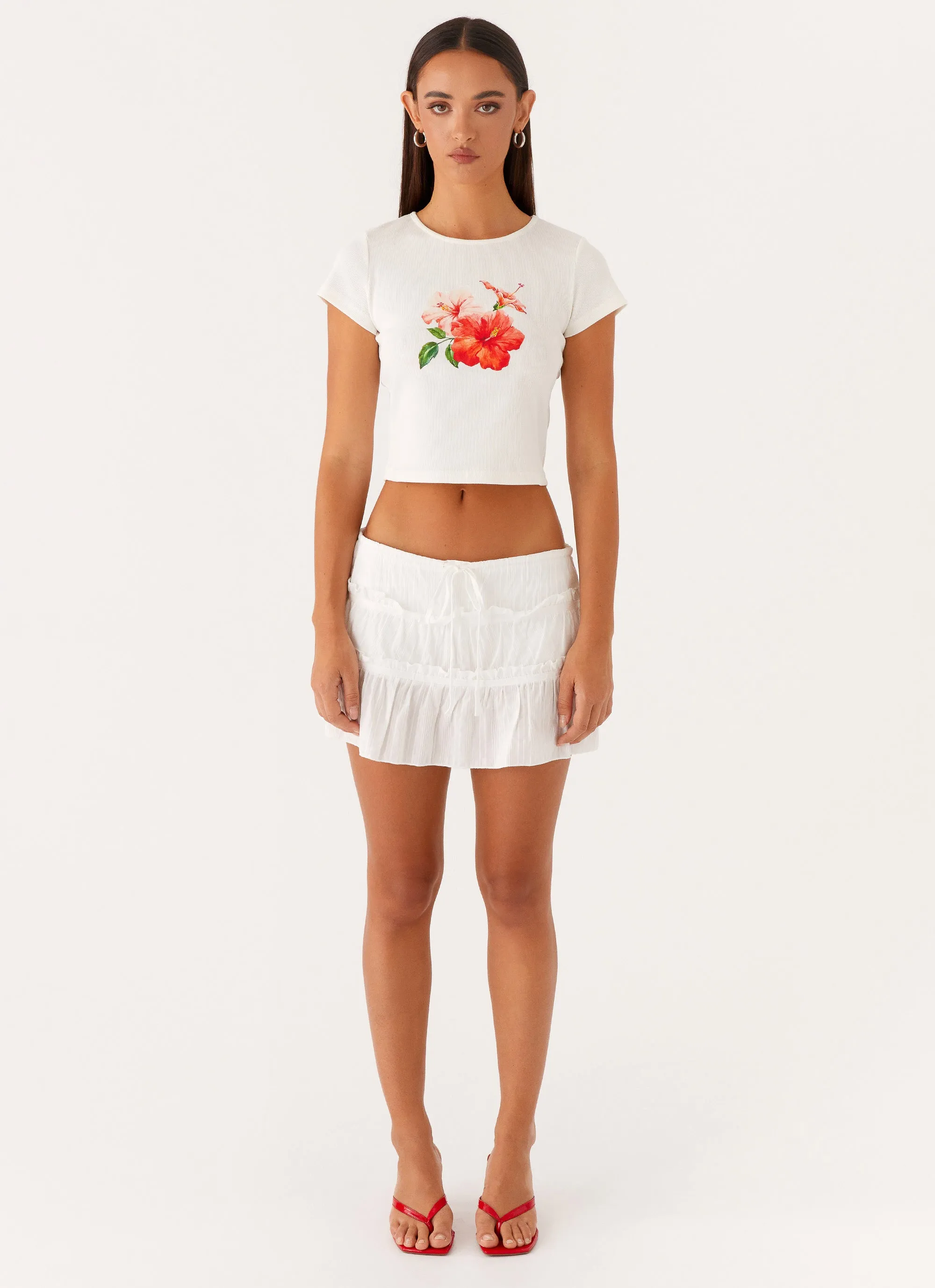 Fresh Style Nicolette Ruched Skort - White