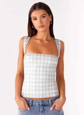 No Drama Strap Top - Grey Check MoistureWicking