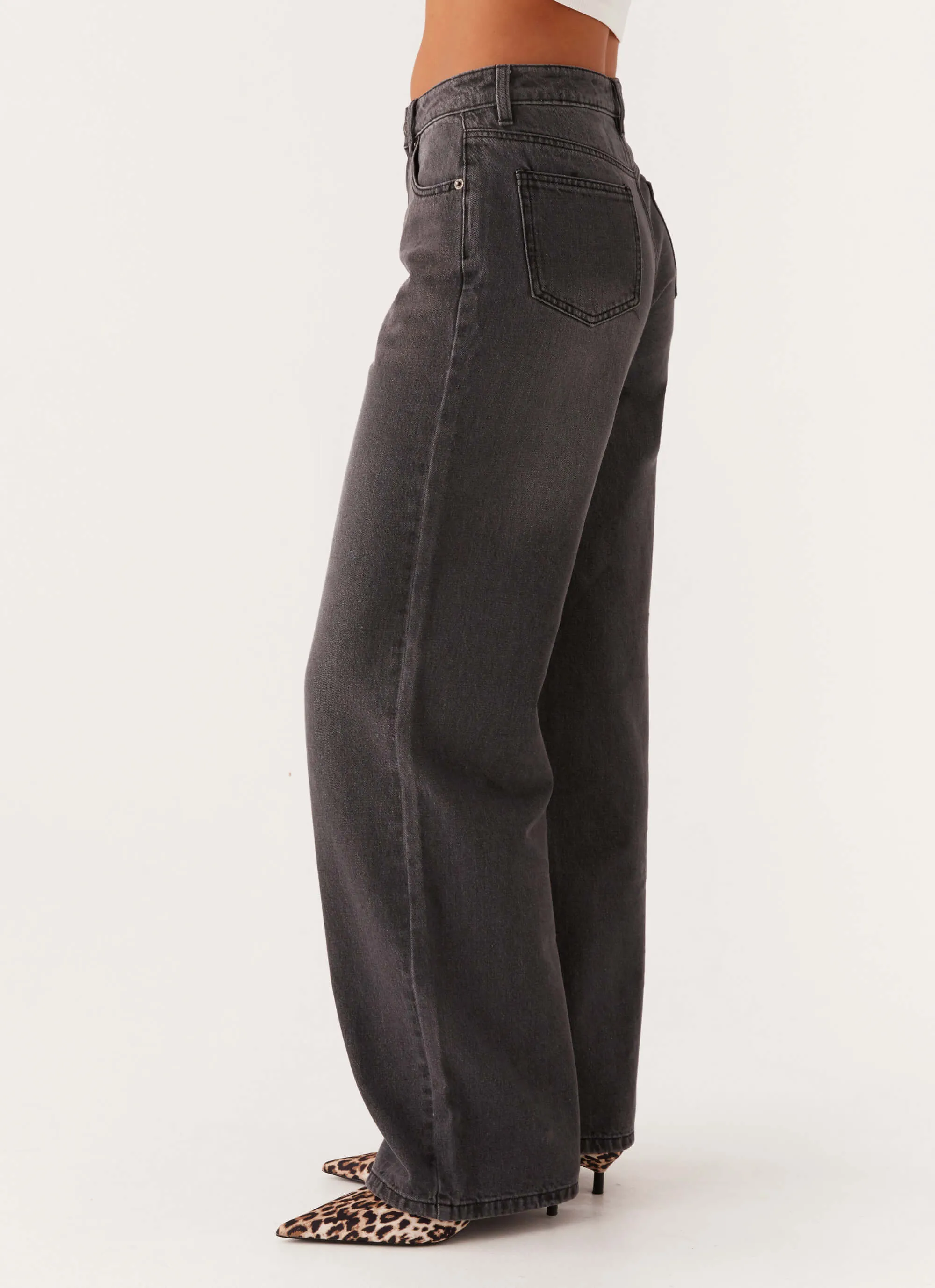 Keanna Low Rise Denim Jeans - Charcoal Timeless Style