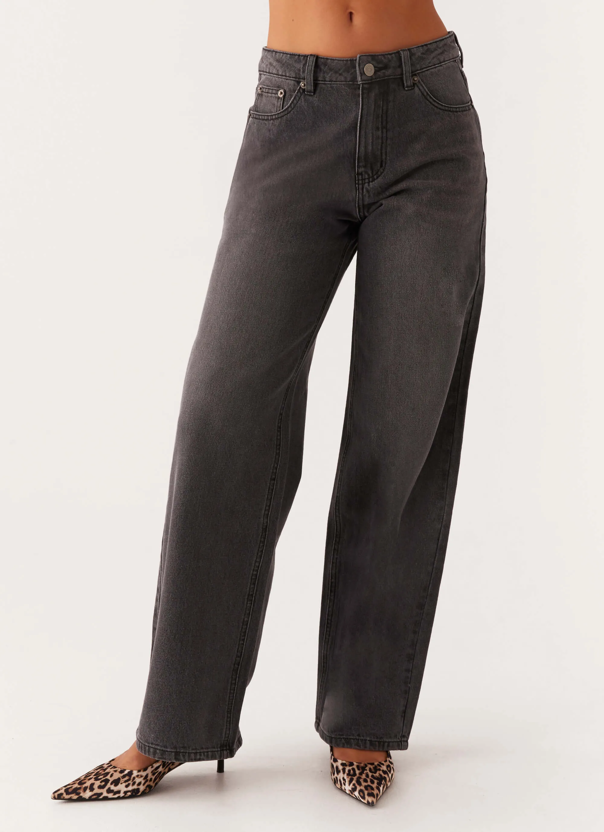 Outfit Ideas Keanna Low Rise Denim Jeans - Charcoal