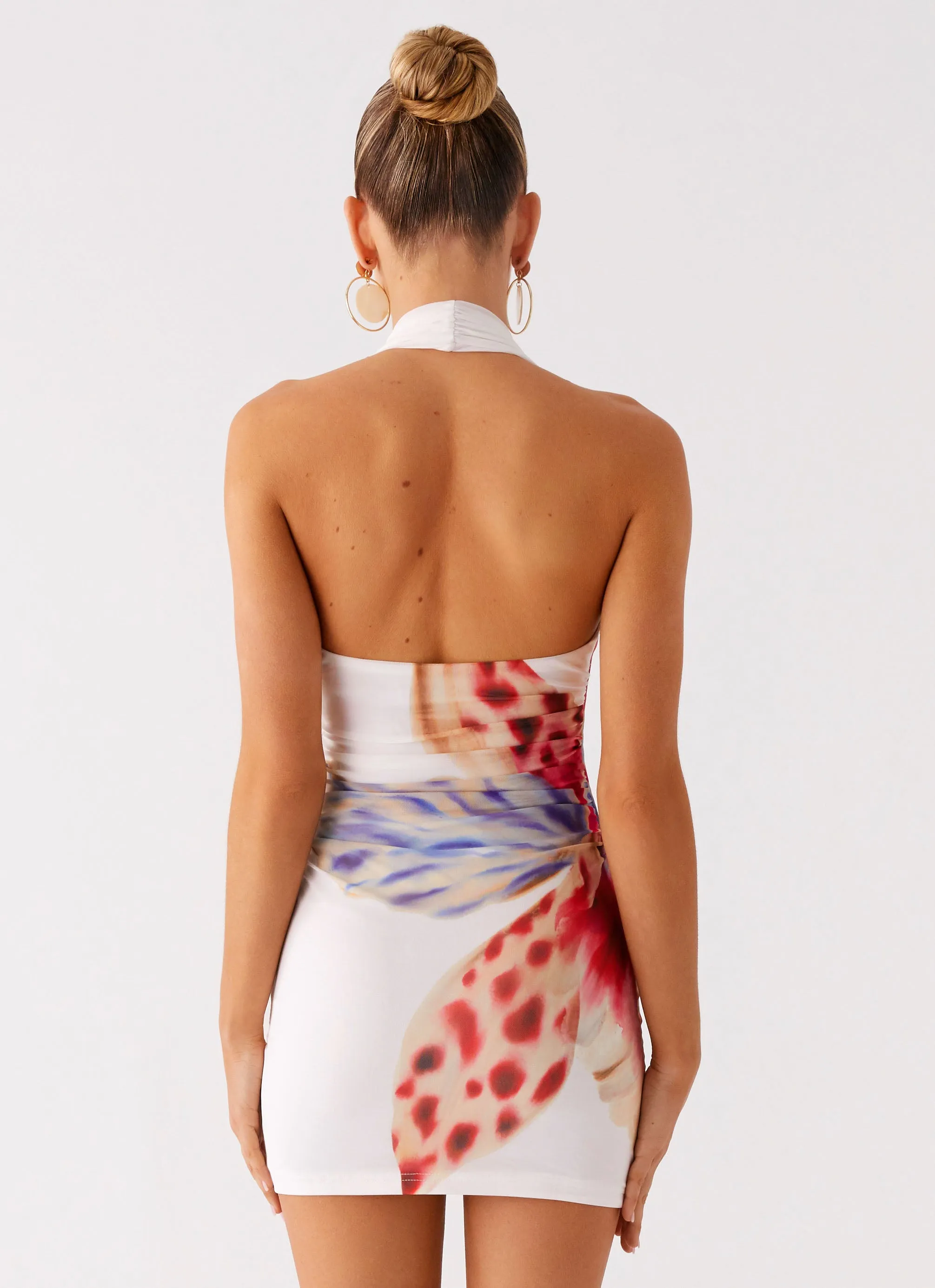 Fresh Look Natural Tones No Time Mini Dress - White Sea Bloom