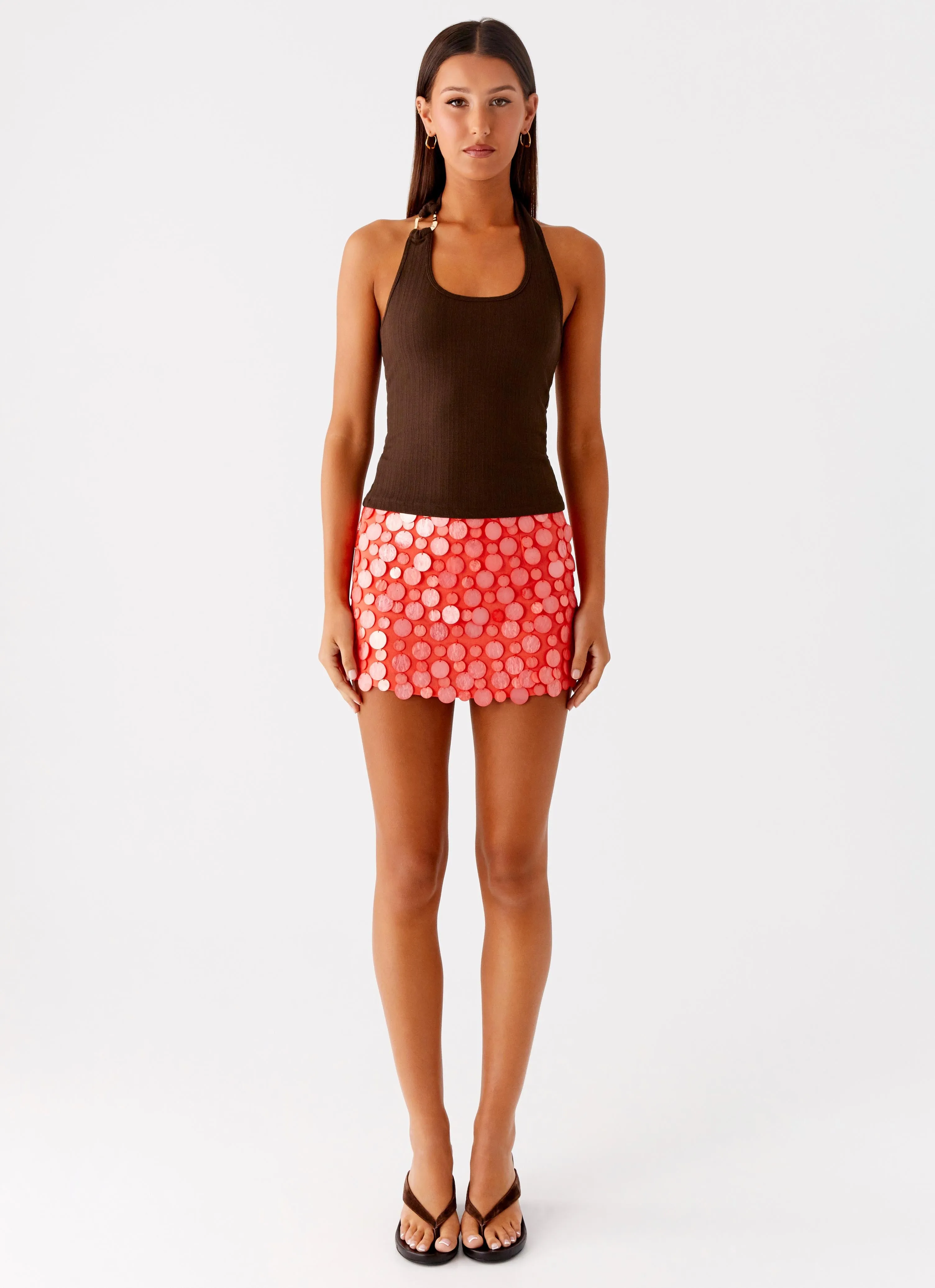 Nera Halter Top - Chocolate AntiMicrobialLining