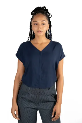 Dolman top in Navy Rayon Challis Flatlock Seams Durable Double Stitching