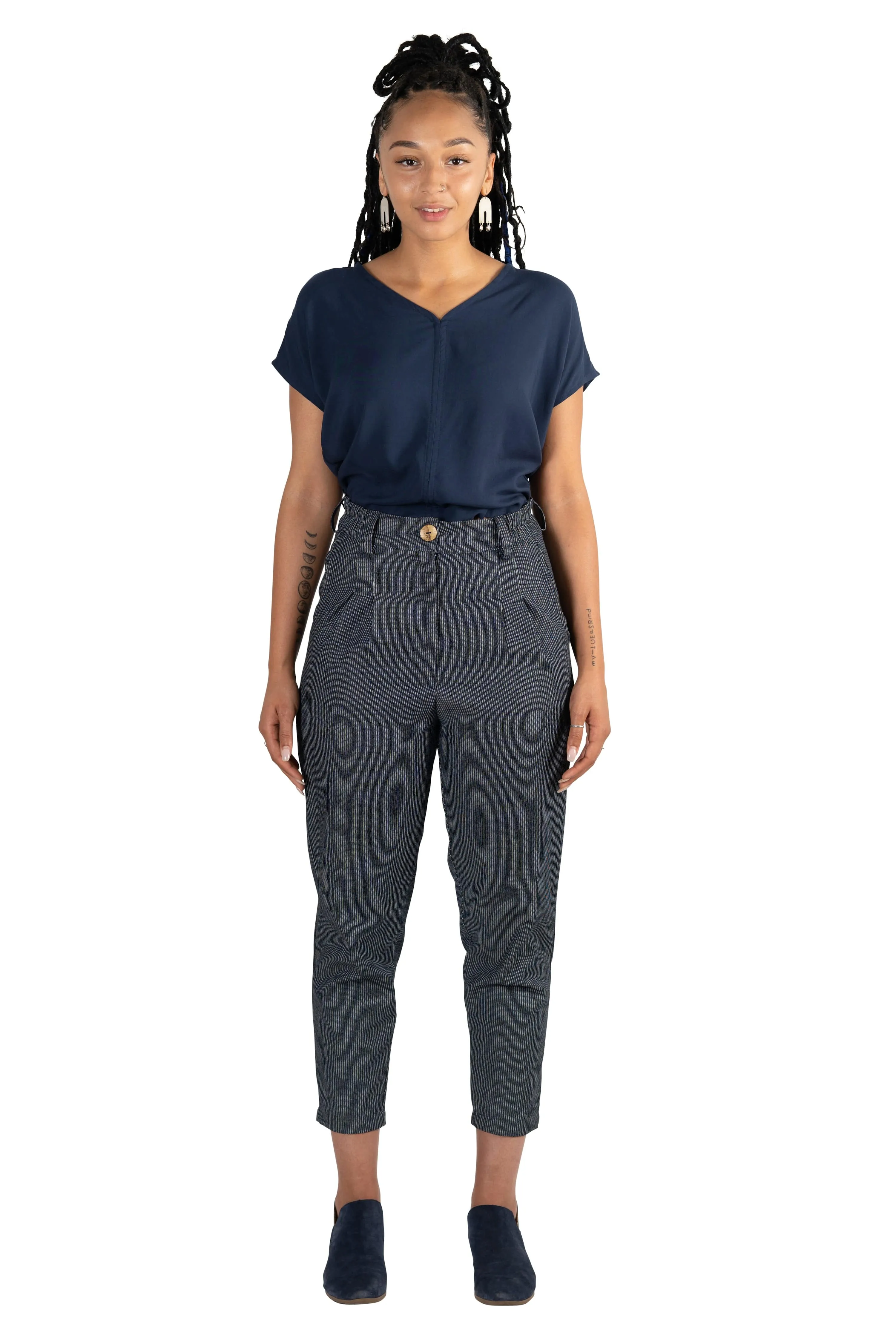 Dolman top in Navy Rayon Challis Breathable mesh lining EcoFriendlyBlend