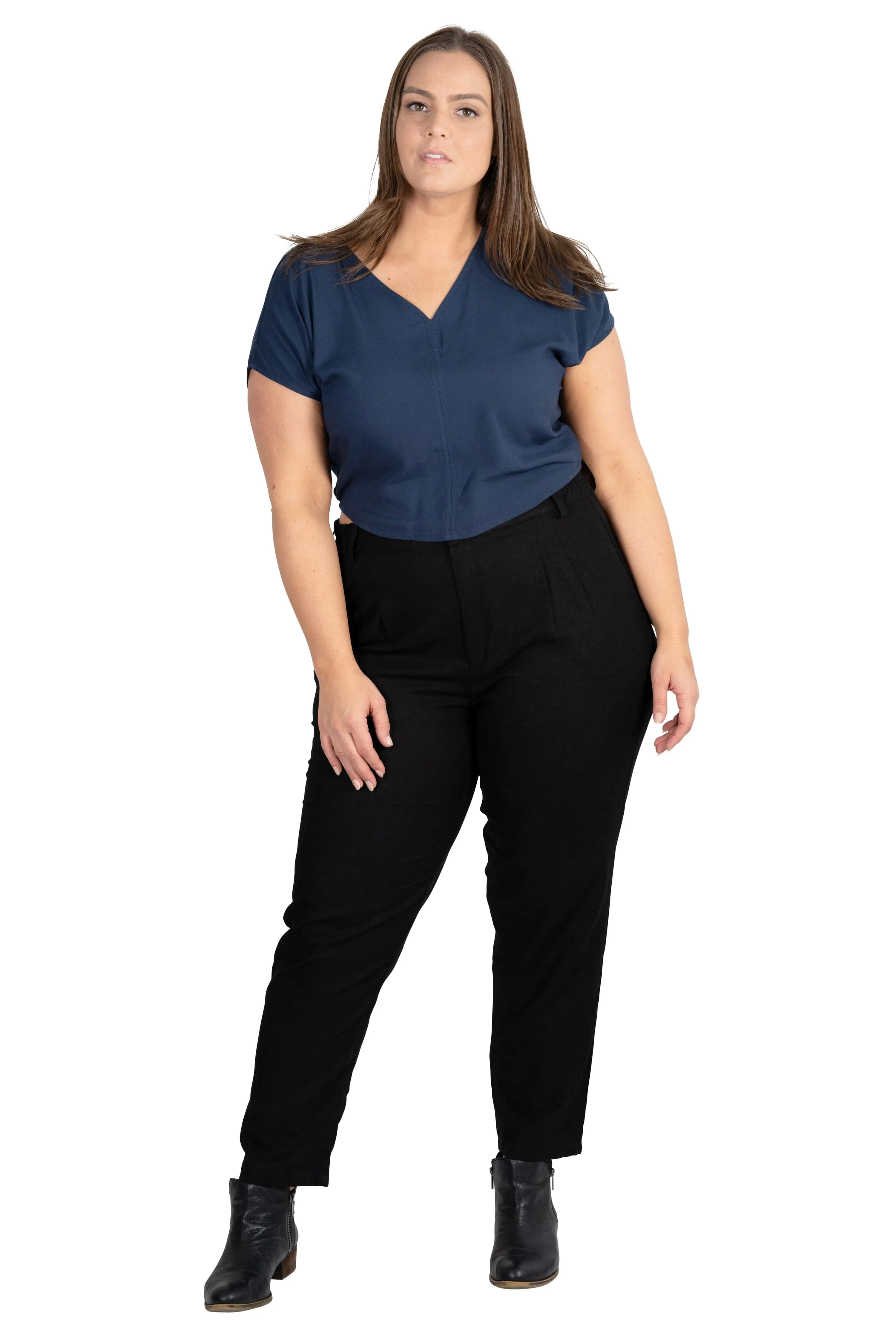WrinkleFree Structure UltraFineMesh Dolman top in Navy Rayon Challis