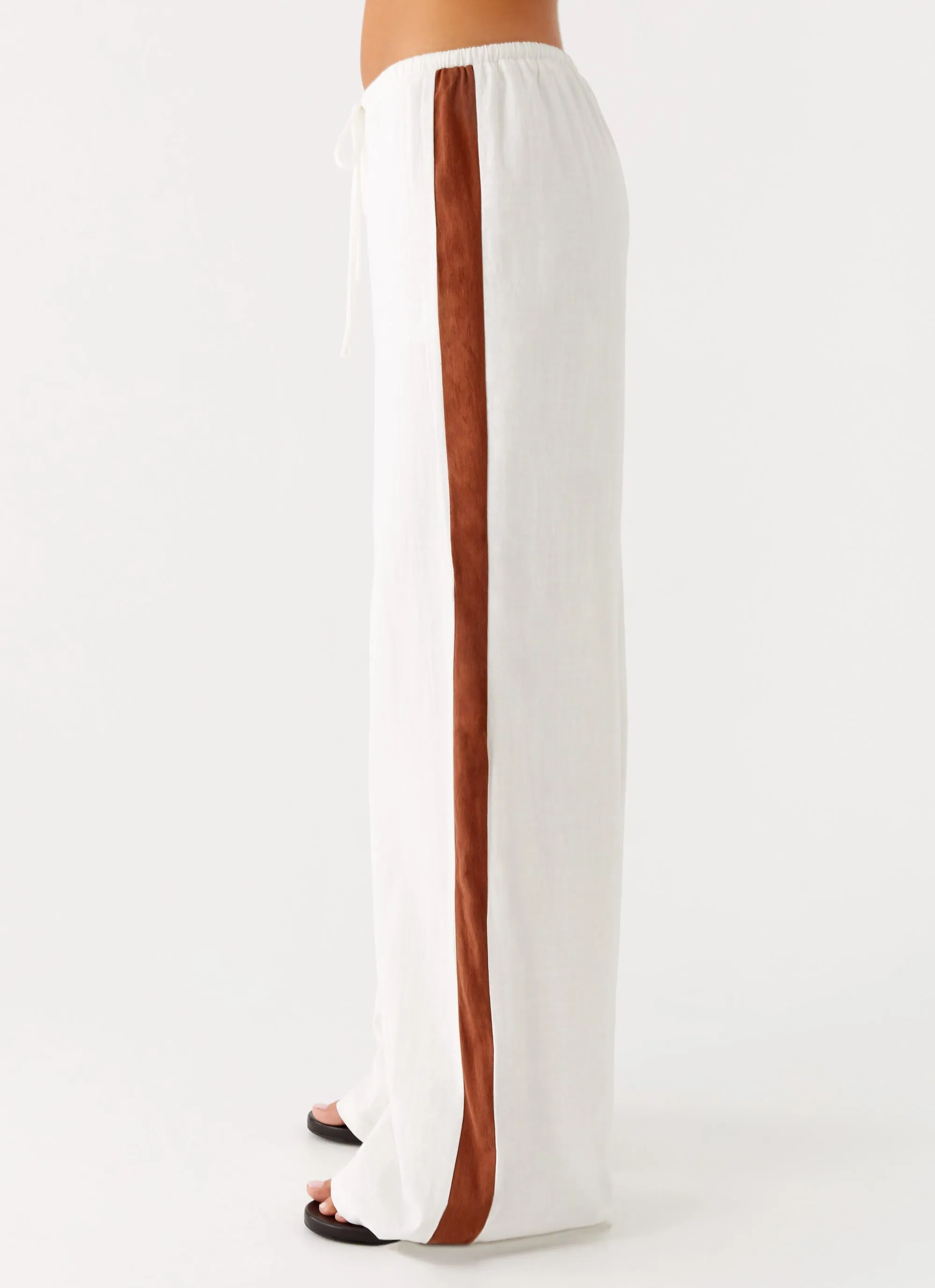 Dalida Linen Pants - Ivory Elastic Cuff