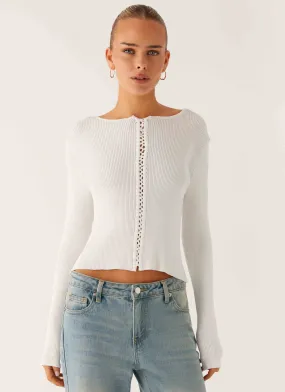 Wonderwall Lace Up Long Sleeve Top - White Stylish Tank