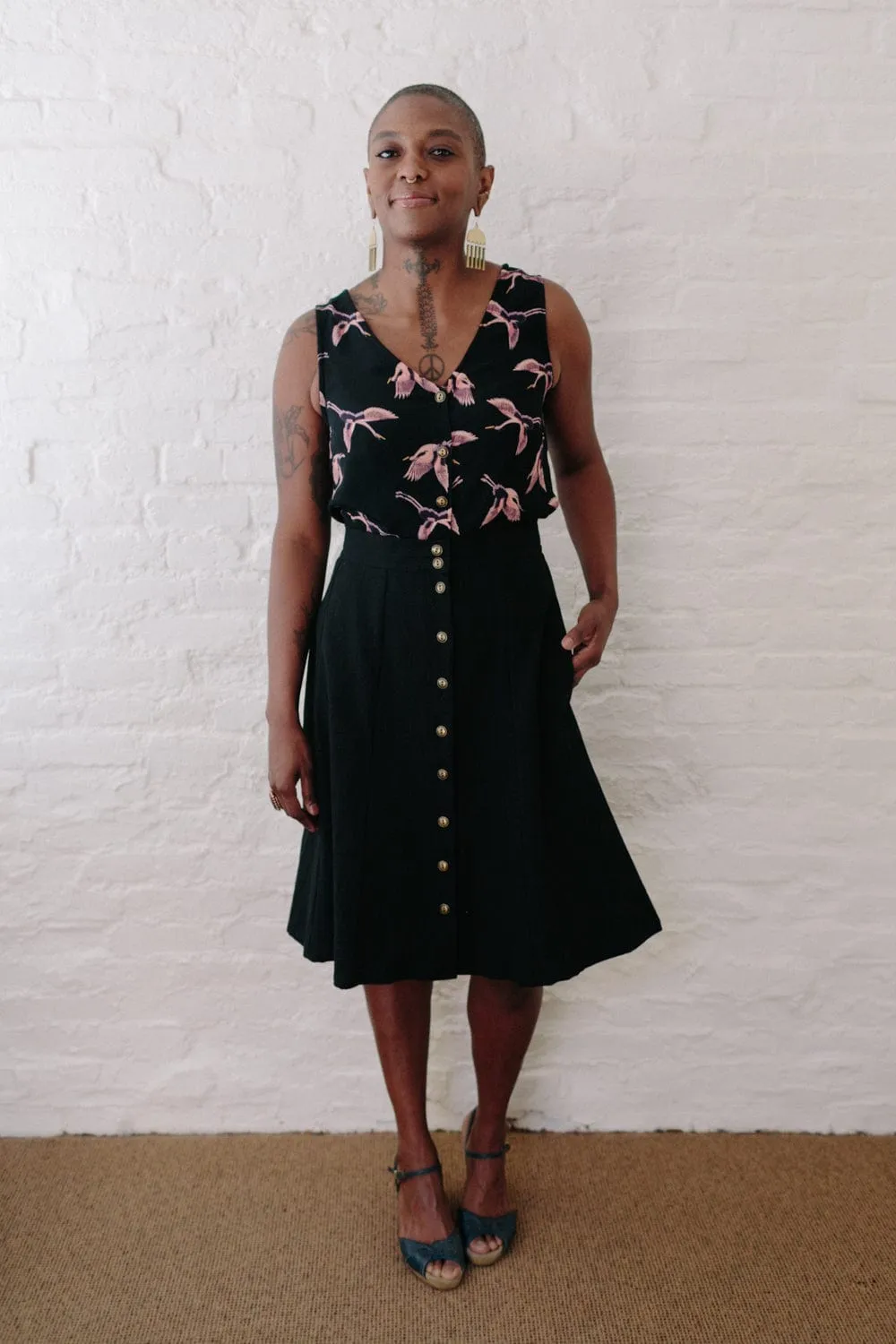 Aviva Top in Crane Crepe Microfiber Material Breathable Material