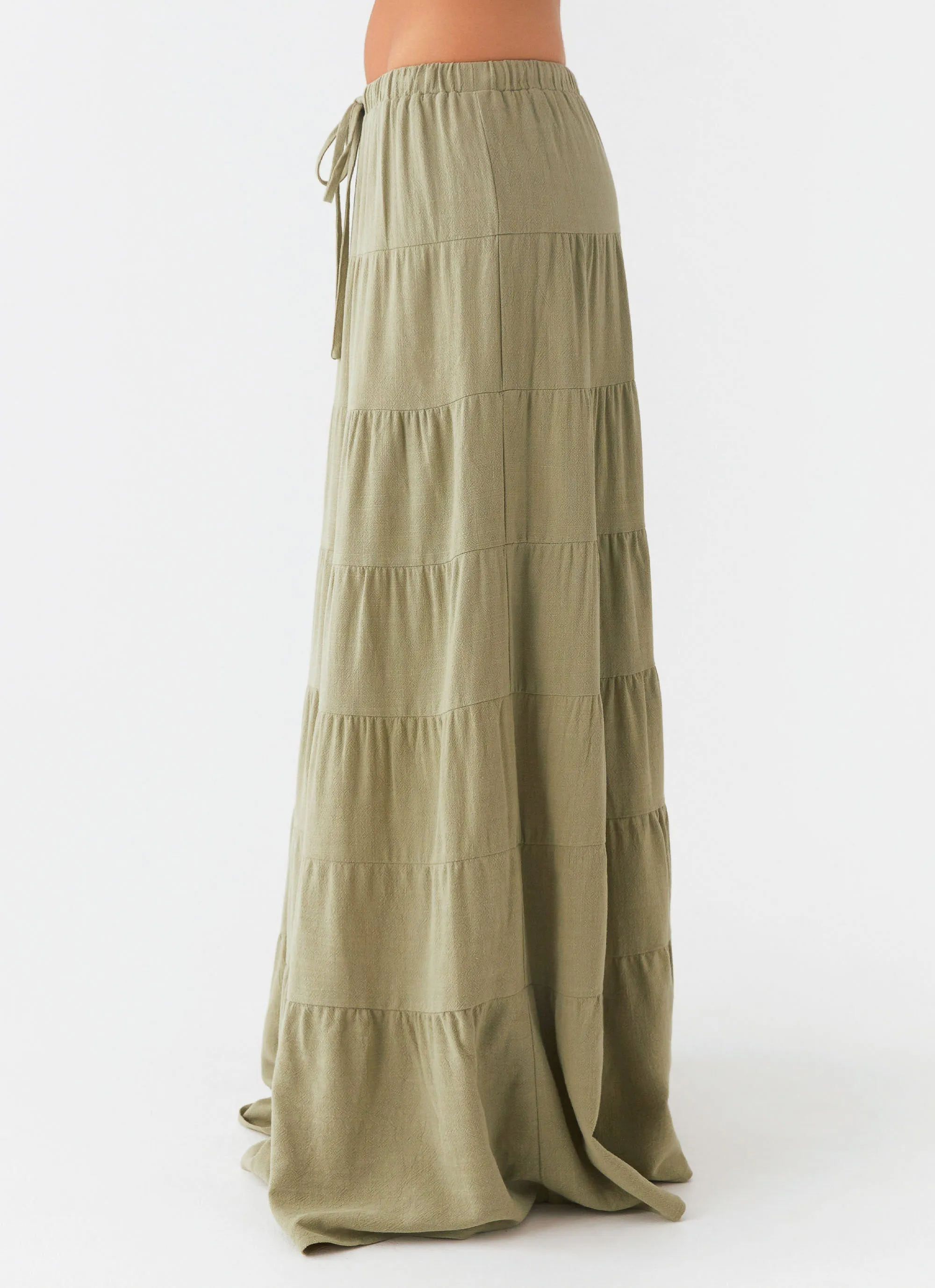 Quick Dry Technology Holiday Travel Mariella Linen Maxi Skirt - Sage