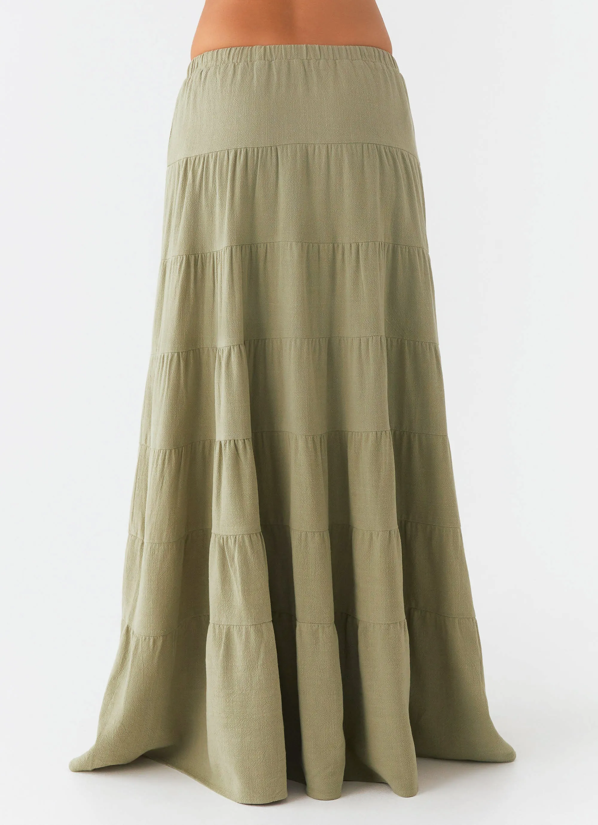 Tear Resistant Mariella Linen Maxi Skirt - Sage