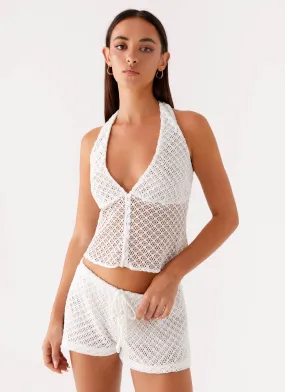 Imaan Halter Top - White Thermal Regulation Fabric ThermalRegulation