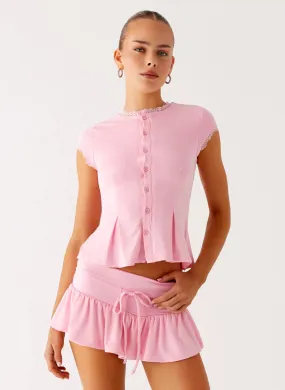 Landon Button Up Top - Pink Stretch Technology