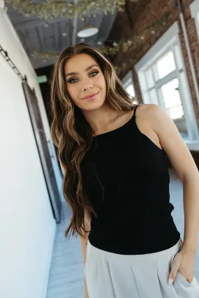 Recycled Polyester Tailored Placket Top Notch Halter Top