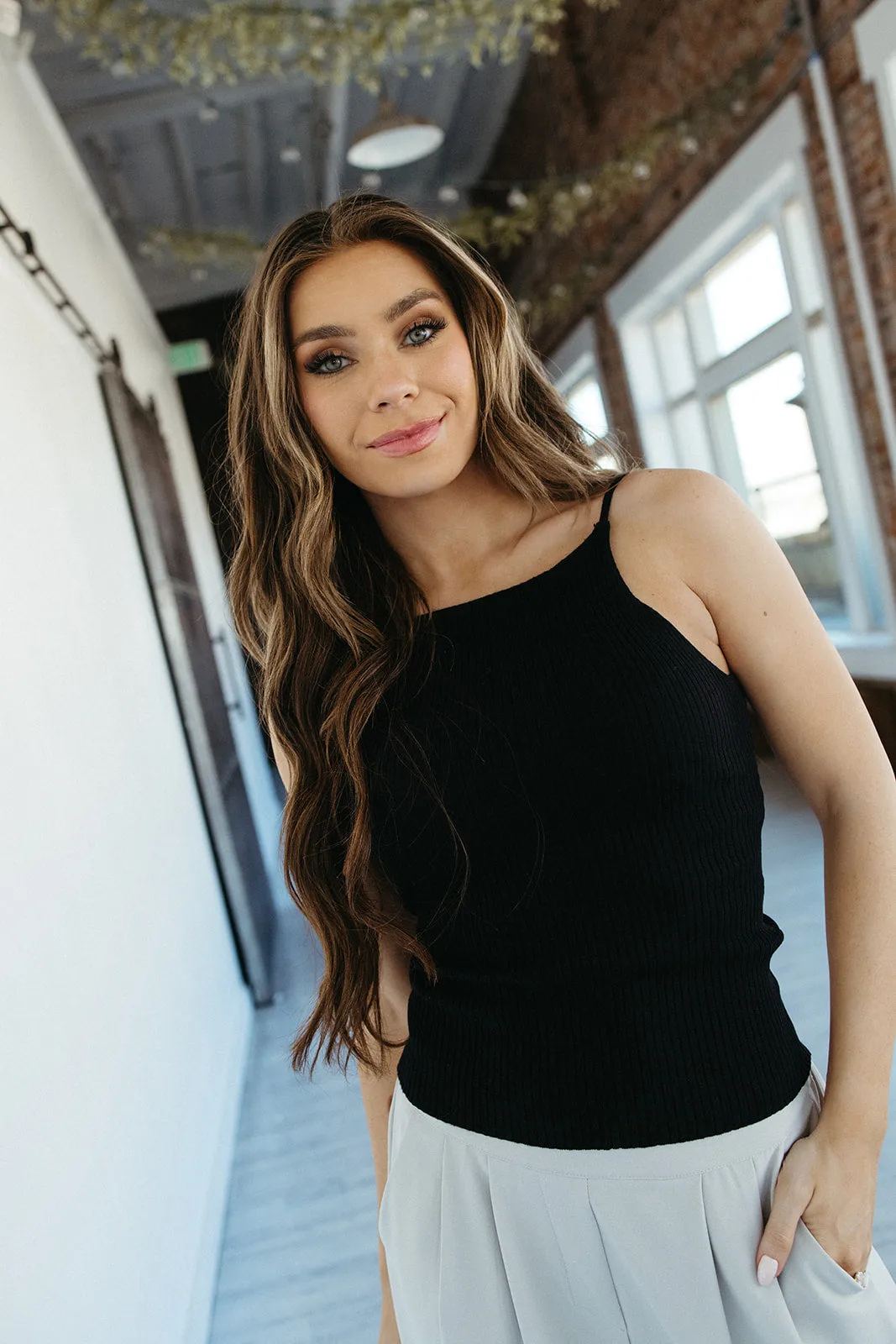 Recycled Polyester Tailored Placket Top Notch Halter Top