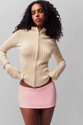 Nell Zip Up Modern Layer ribbed texture