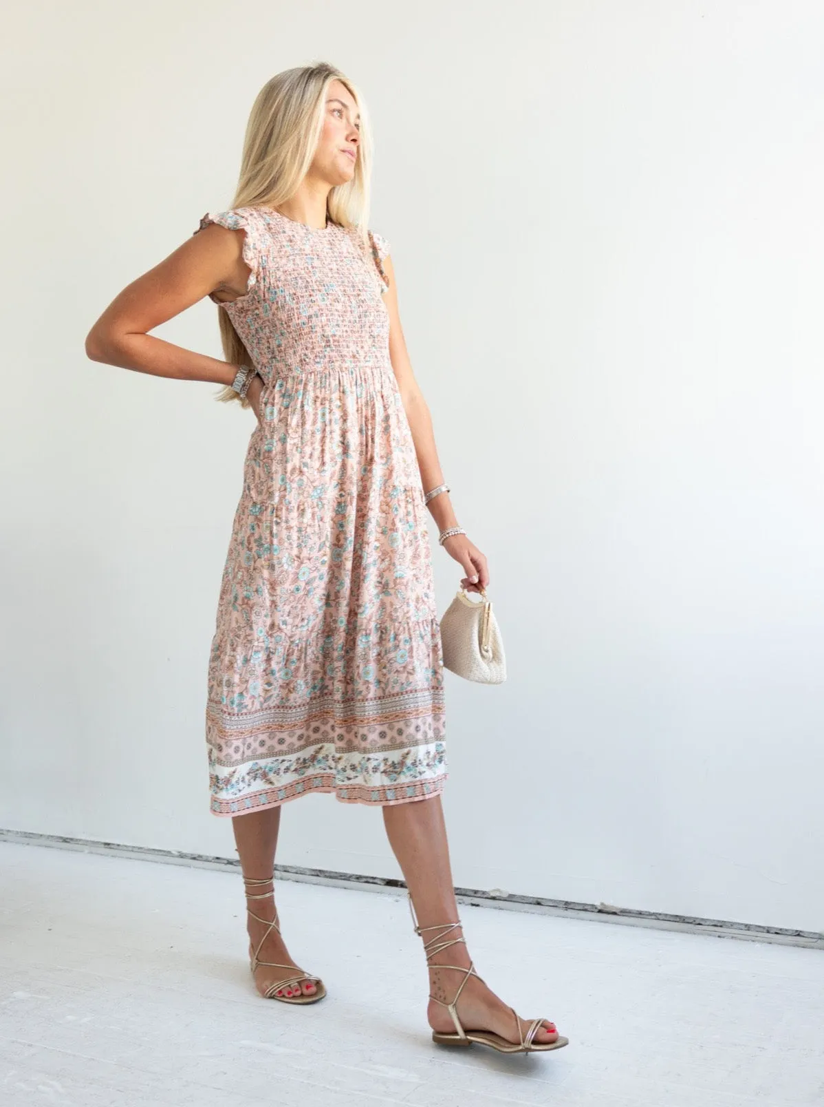 Norah Smocked Dress Tulle Flow Neutral-Shade