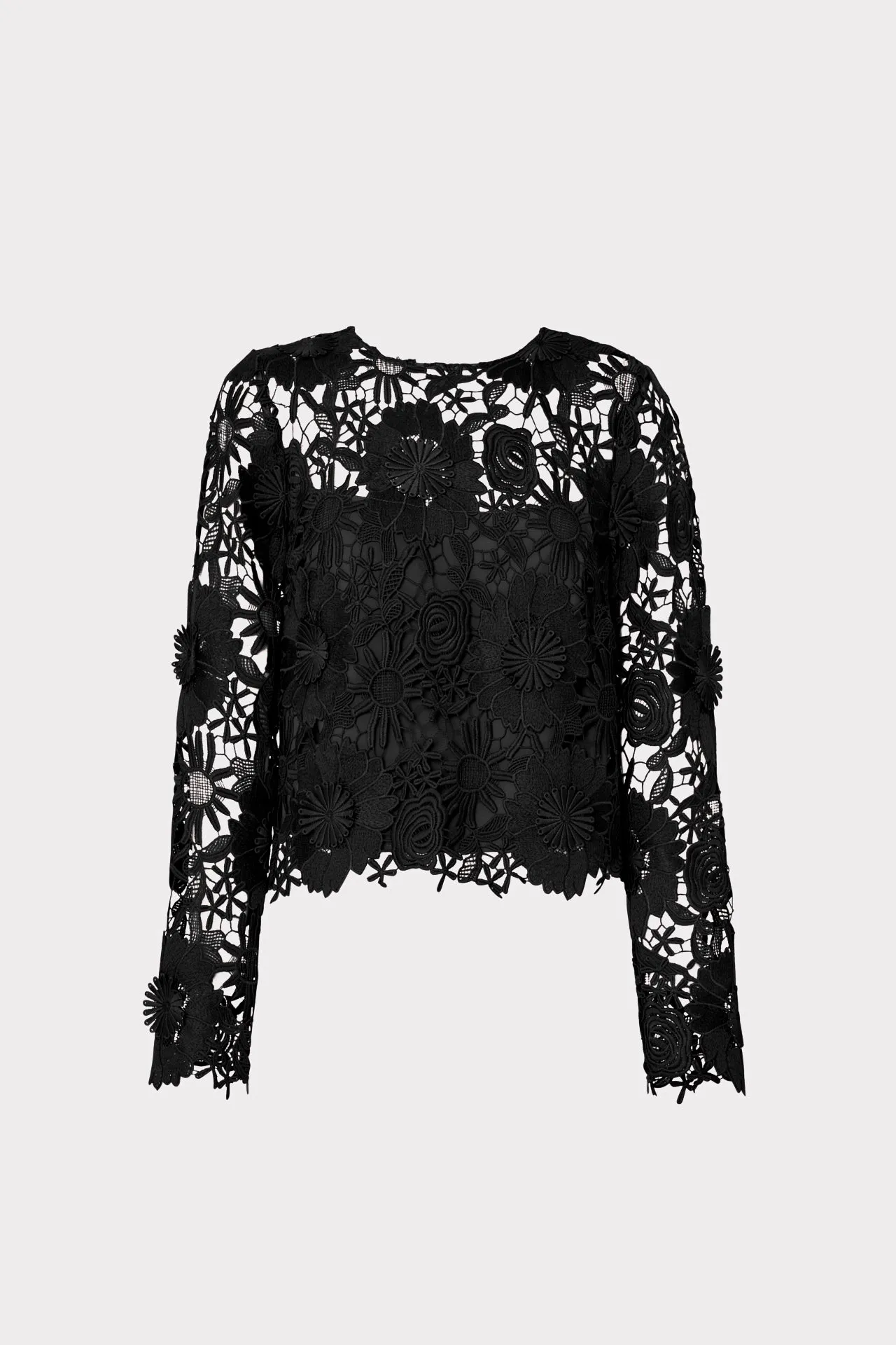 Nori Long Sleeve Lace Top Ribbed Knit Fabric