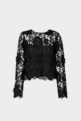 Nori Long Sleeve Lace Top Ribbed Knit Fabric