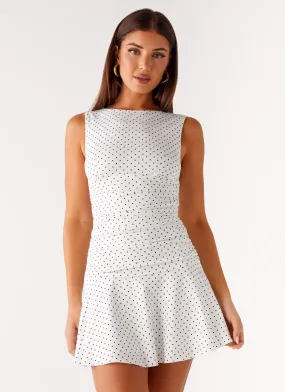 Smart Detail Breath Ease Kelda Mini Dress - White Polka Dot