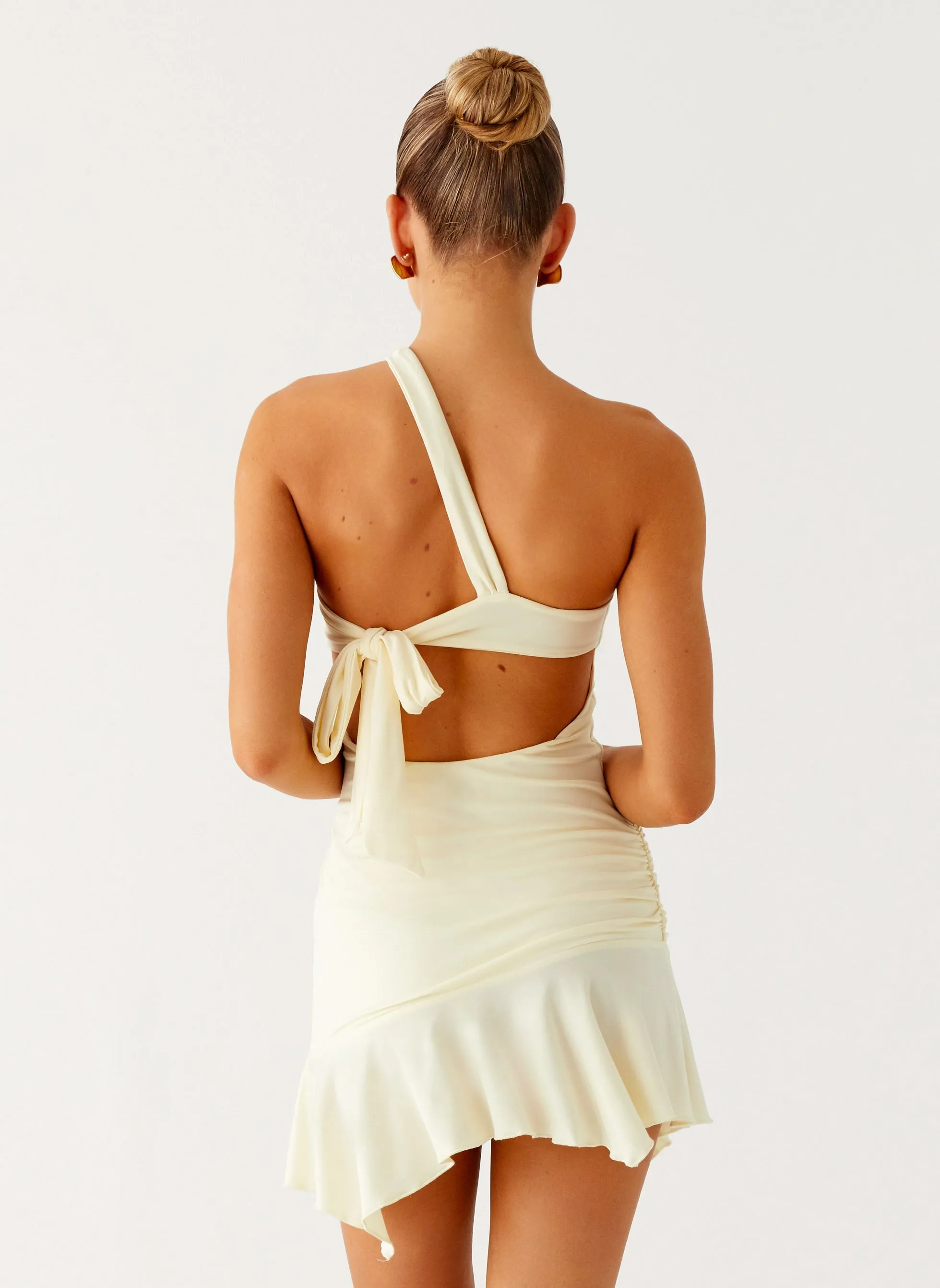 Flexible Cut Cozy Comfort Not Your Fan Cut Out Mini Dress - Yellow