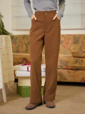Style Blend Comfortable Outfit Novah Vintage Two-button Straight Corduroy Trousers - Brown