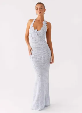 Novalee Flower Crochet Maxi Dress - Blue Sharp Finish Simple Ease