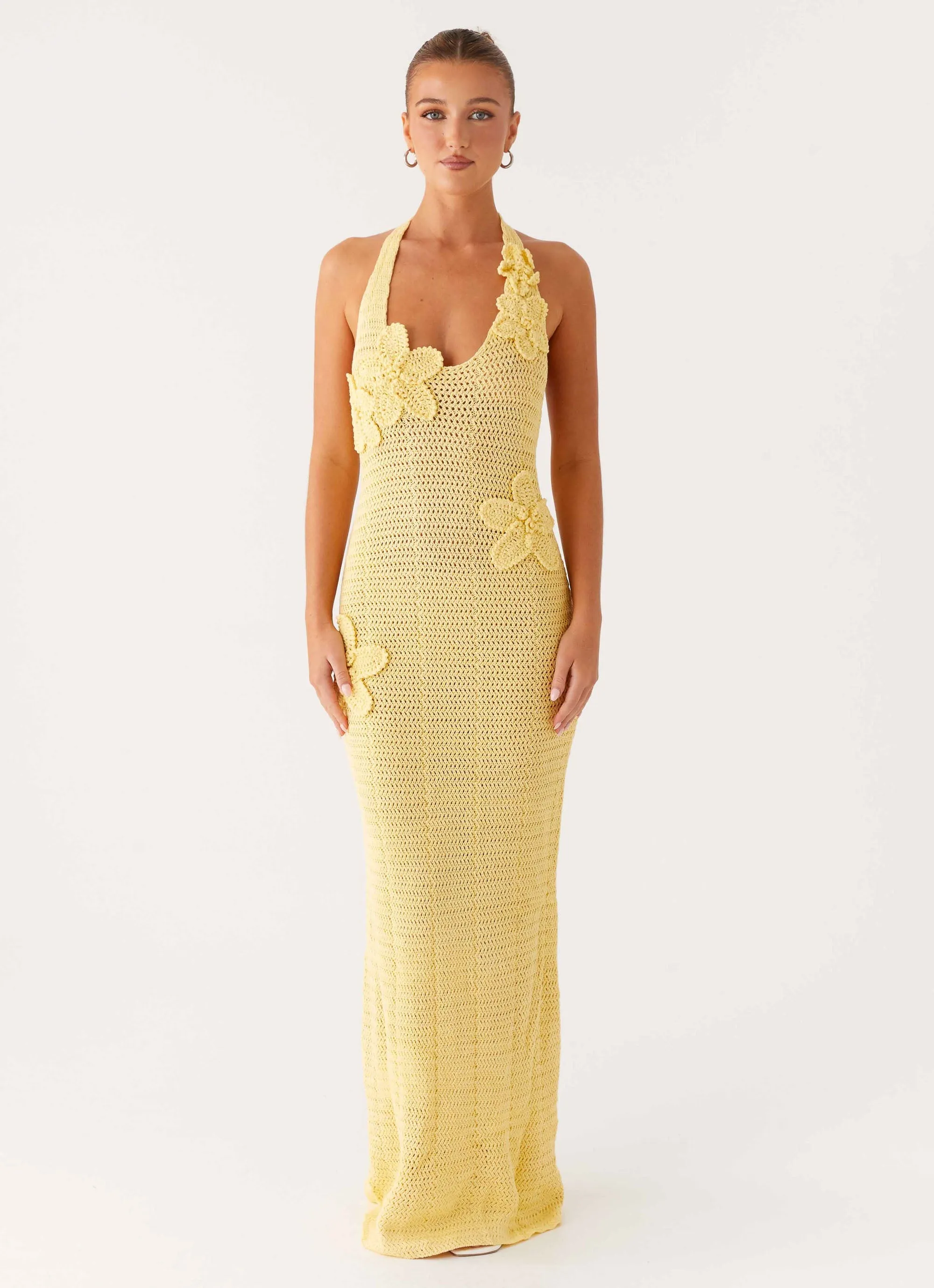 Novalee Flower Crochet Maxi Dress - Yellow Modern Form