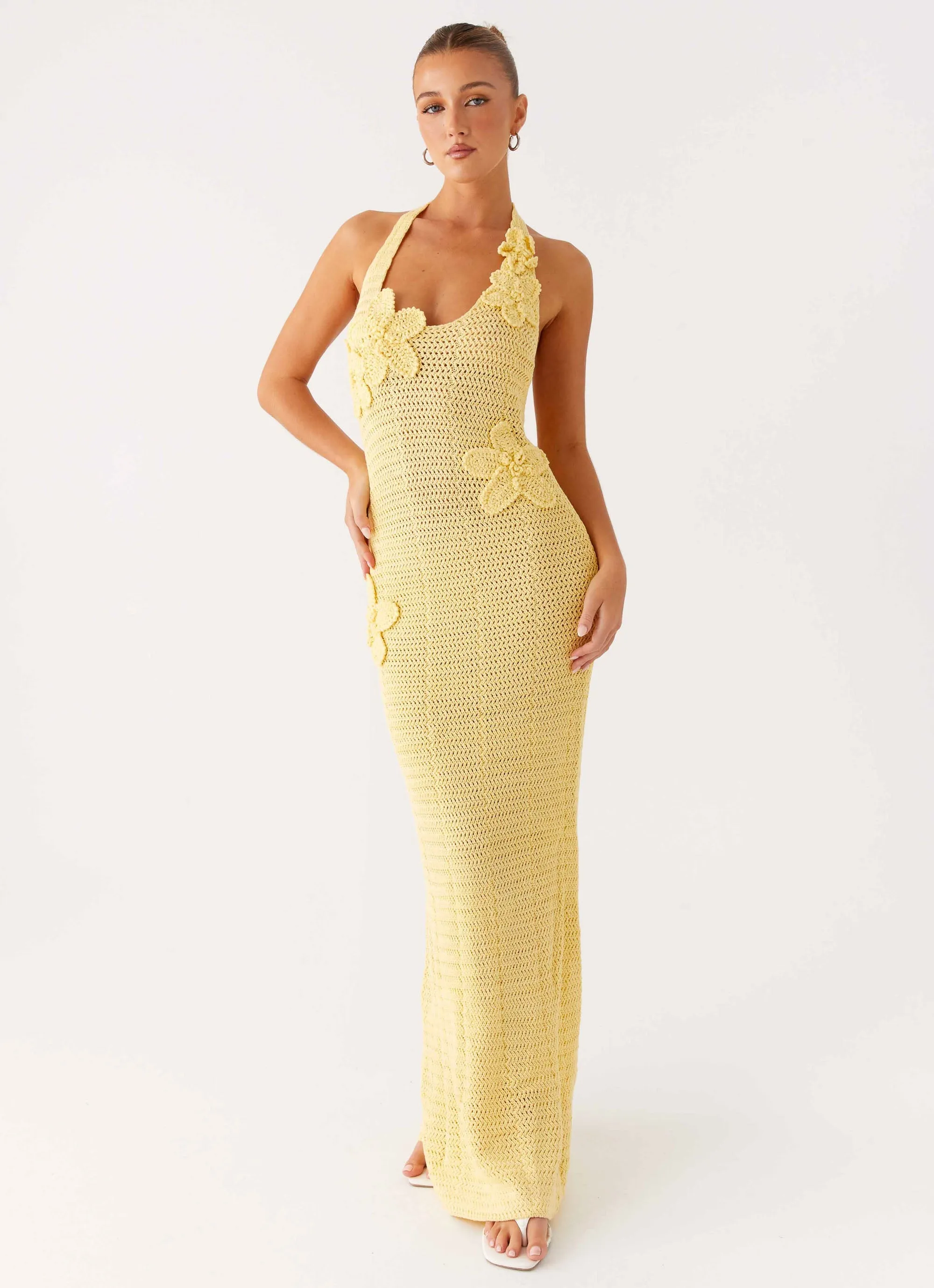 Novalee Flower Crochet Maxi Dress - Yellow QuickDryTechnology