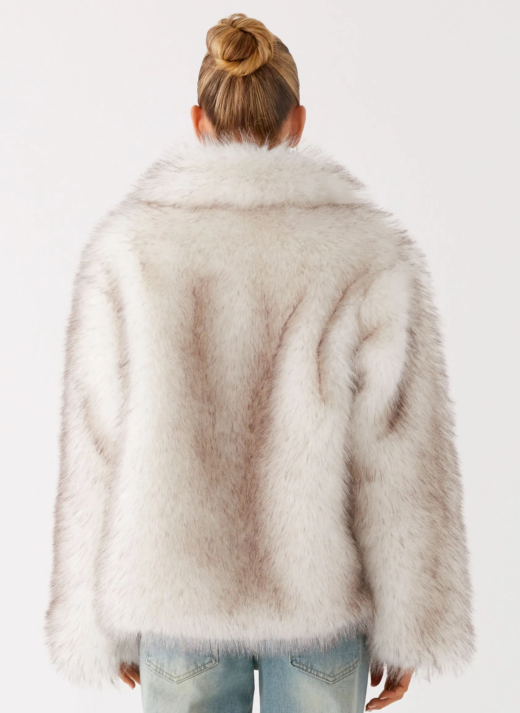 Heavy Duty Zippers Novera Faux Fur Jacket - White Grey