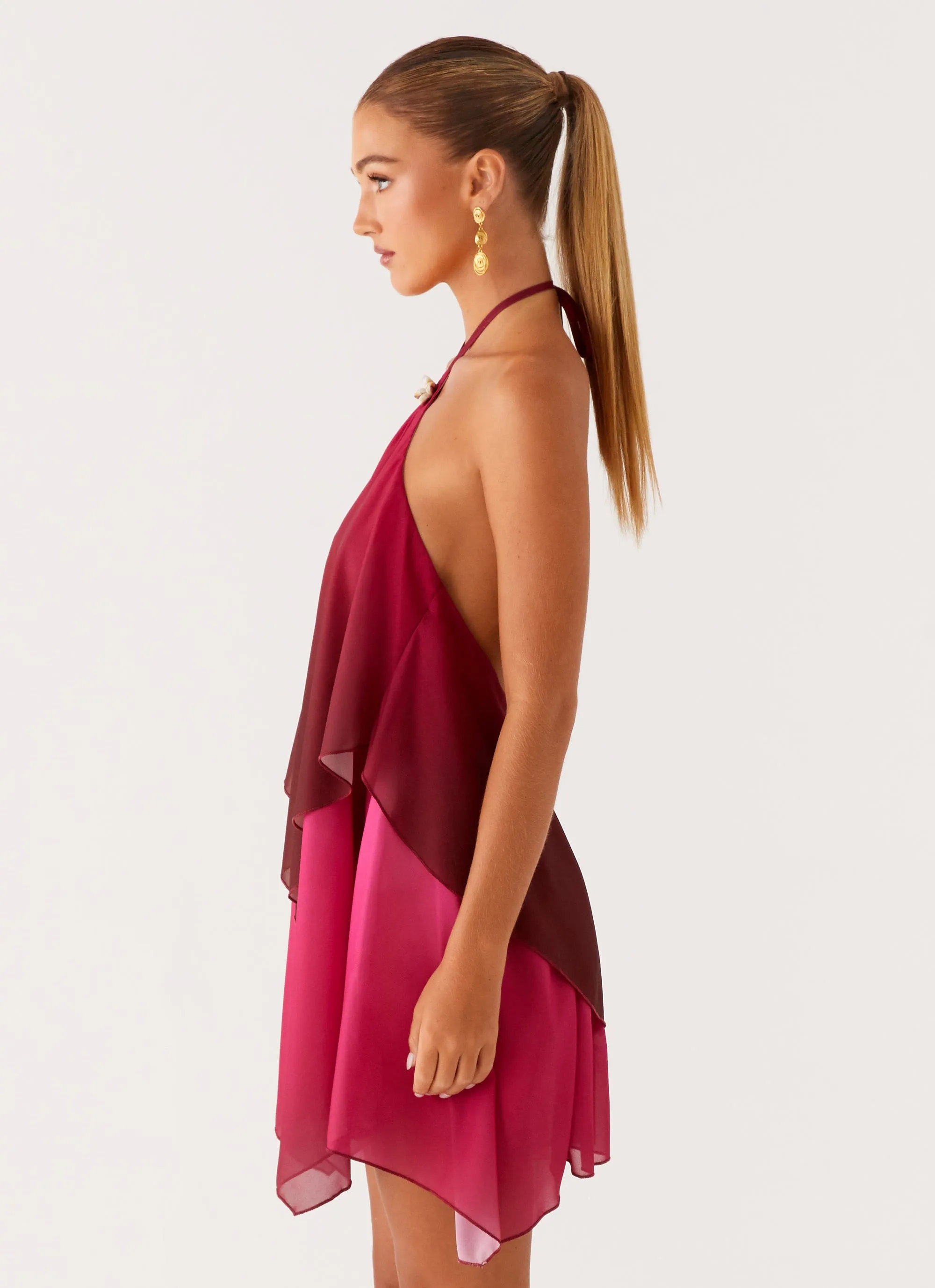 Twin Flame Mini Dress - Fuchsia Gradient Layering Fit