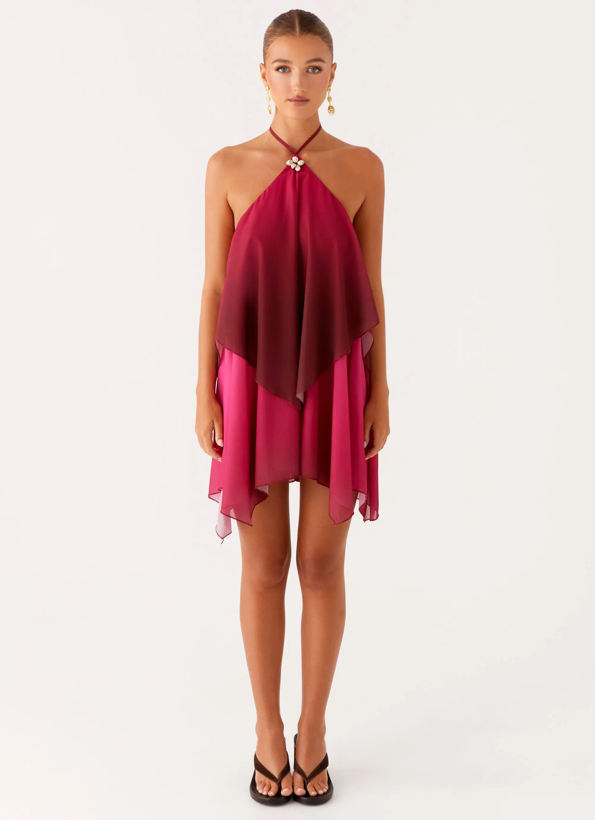 Layer Ready Twin Flame Mini Dress - Fuchsia Gradient