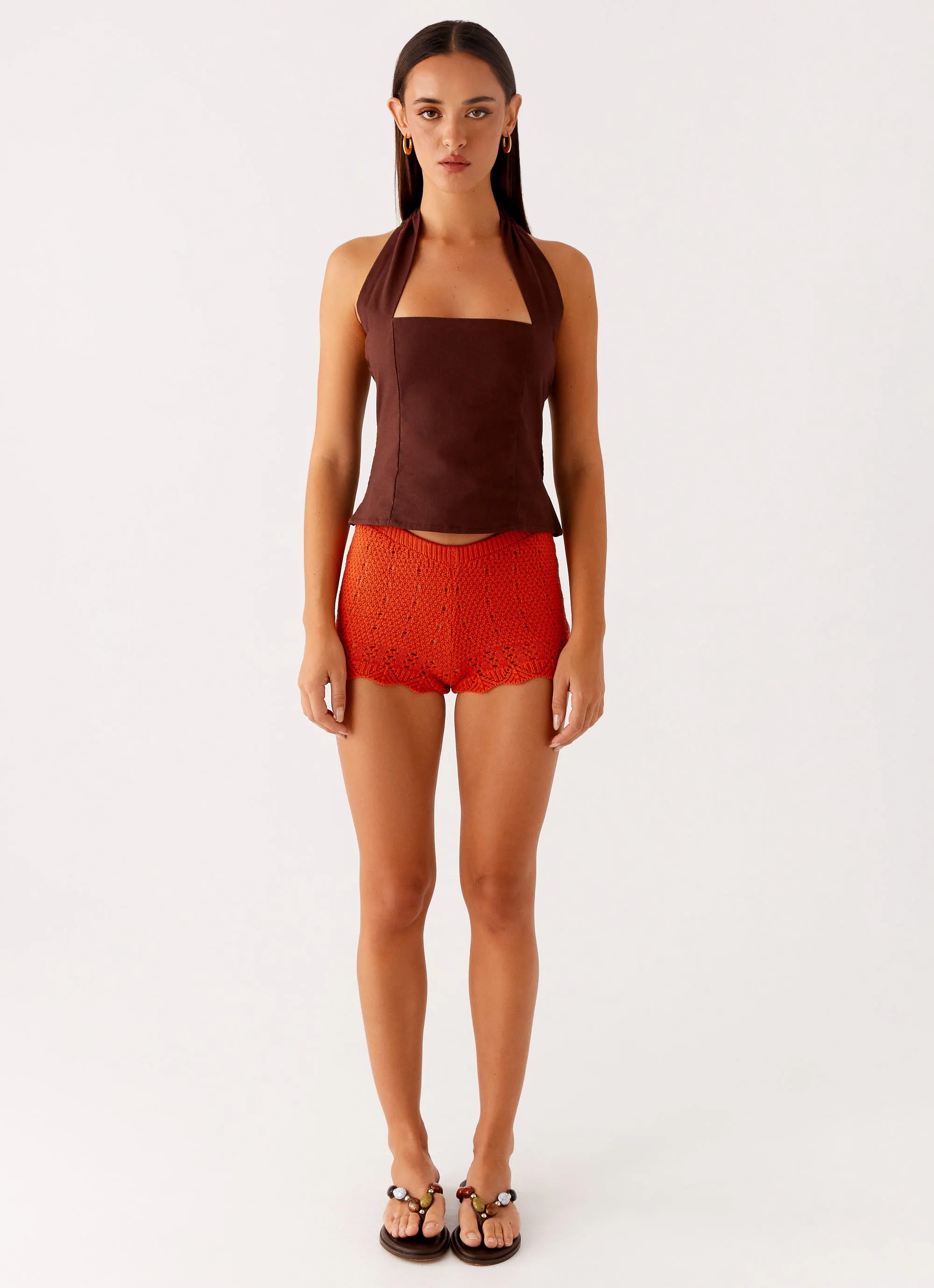 Perfect Shape Comfortable Cut Oakley Low Rise Mini Shorts - Orange