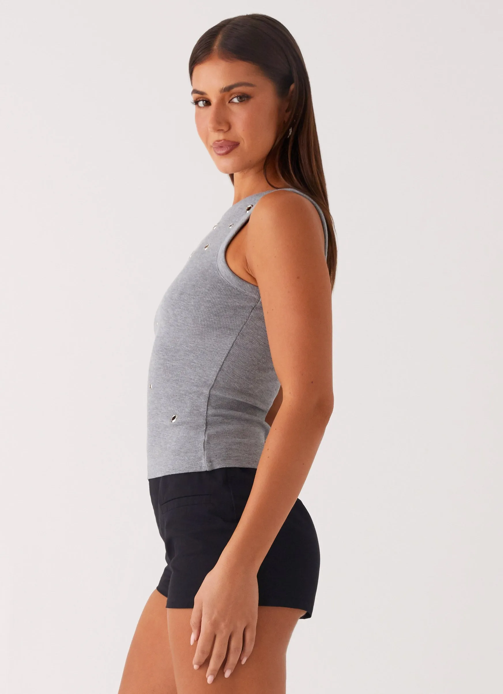 Oblivion Tank Top - Grey Sustainable Manufacturing LayeredCollar