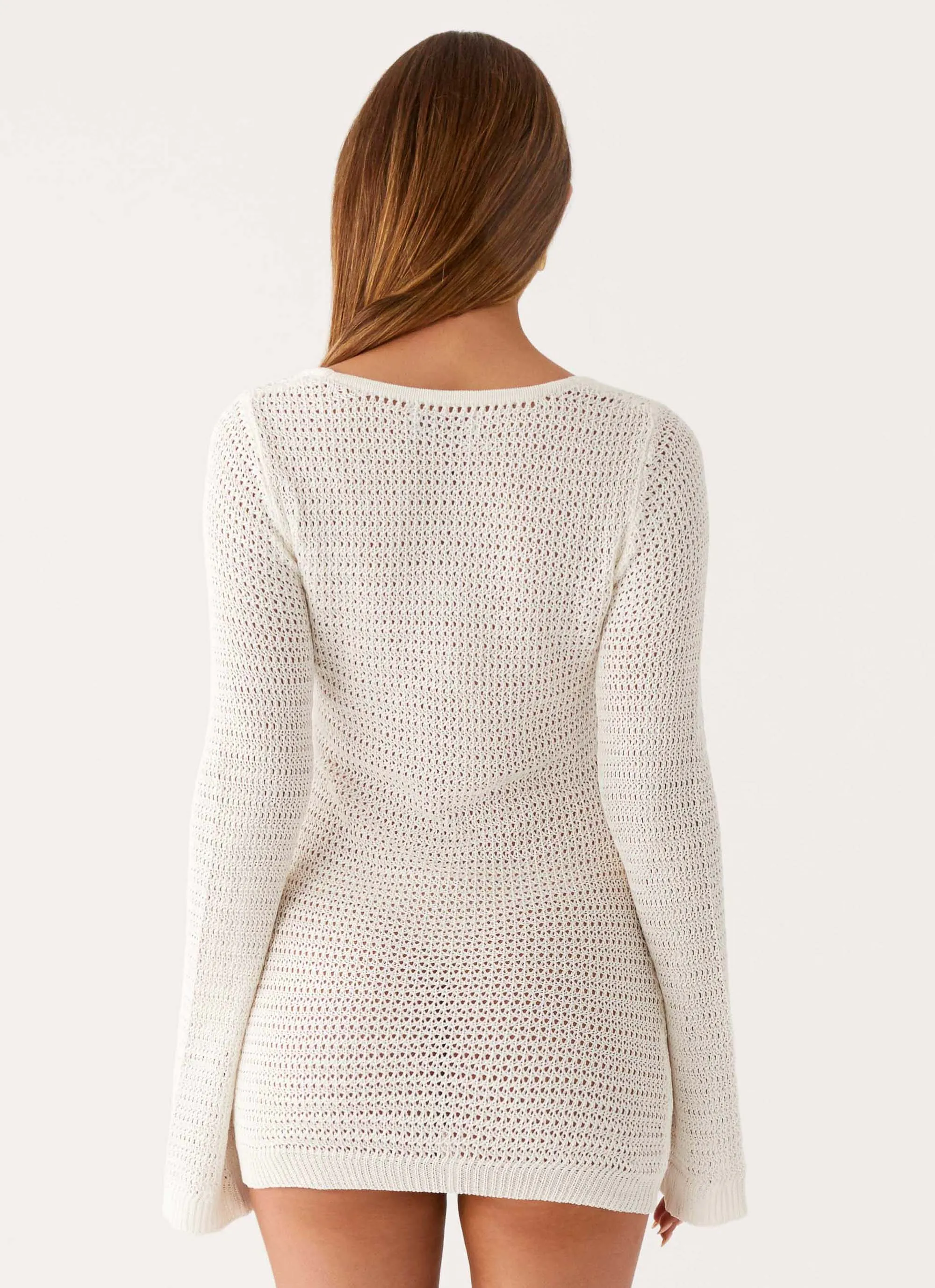 Ocean Drift Long Sleeve Mini Dress - Ivory Wardrobe Hero Winter Staple