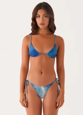 Nia Bikini Top - Blue Tie Dye 4 Way Stretch