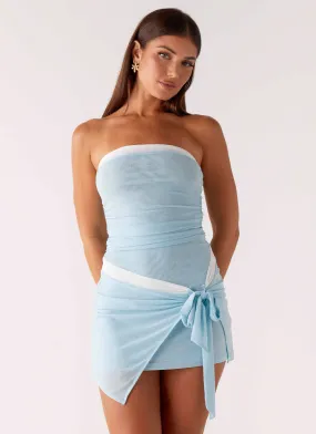 Oceanfront Mini Dress - Blue Functional Layer Flattering Look Wear